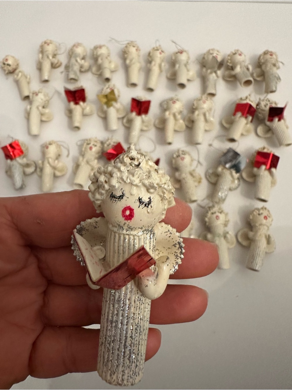 Vintage Pasta/Noodle Christmas Angel Ornaments Hand made 31 pieces